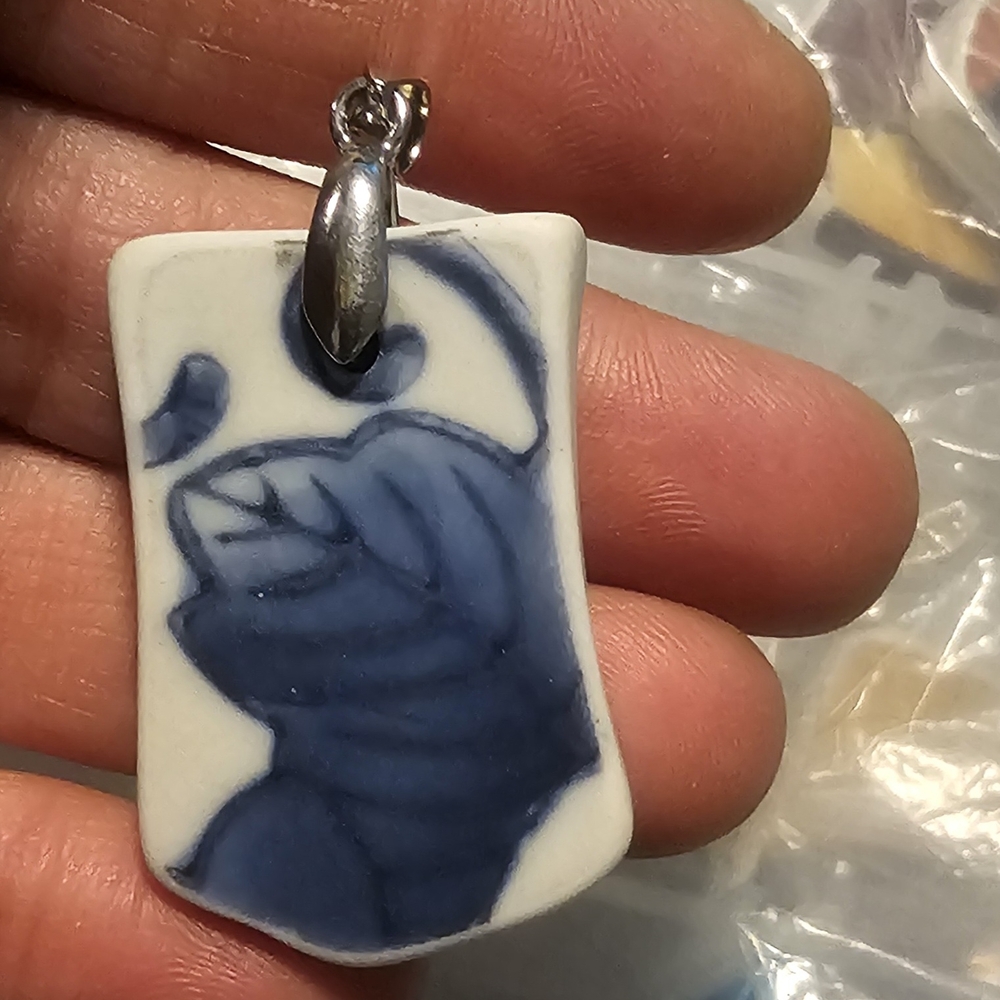 Blue and White Pendant Necklace
